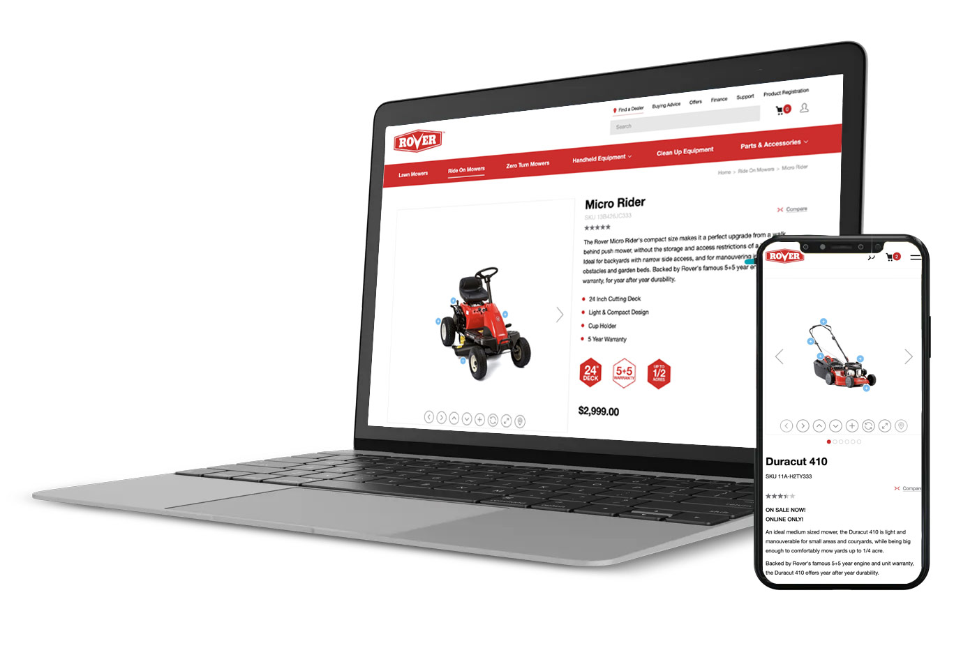 desktop mobile rover product page
